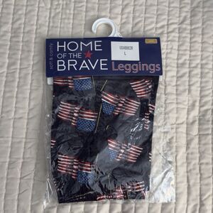 Women’s Home Of The Brave Patriotic United States Flag Leggings USA L